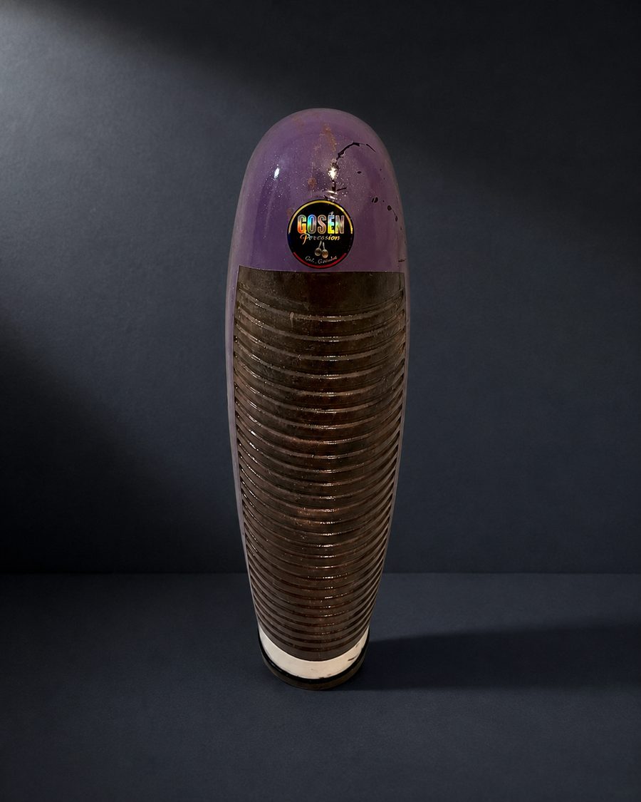 Güiro morado con raspador, instrumento de percusión menor para bailadores de salsa, vista 2